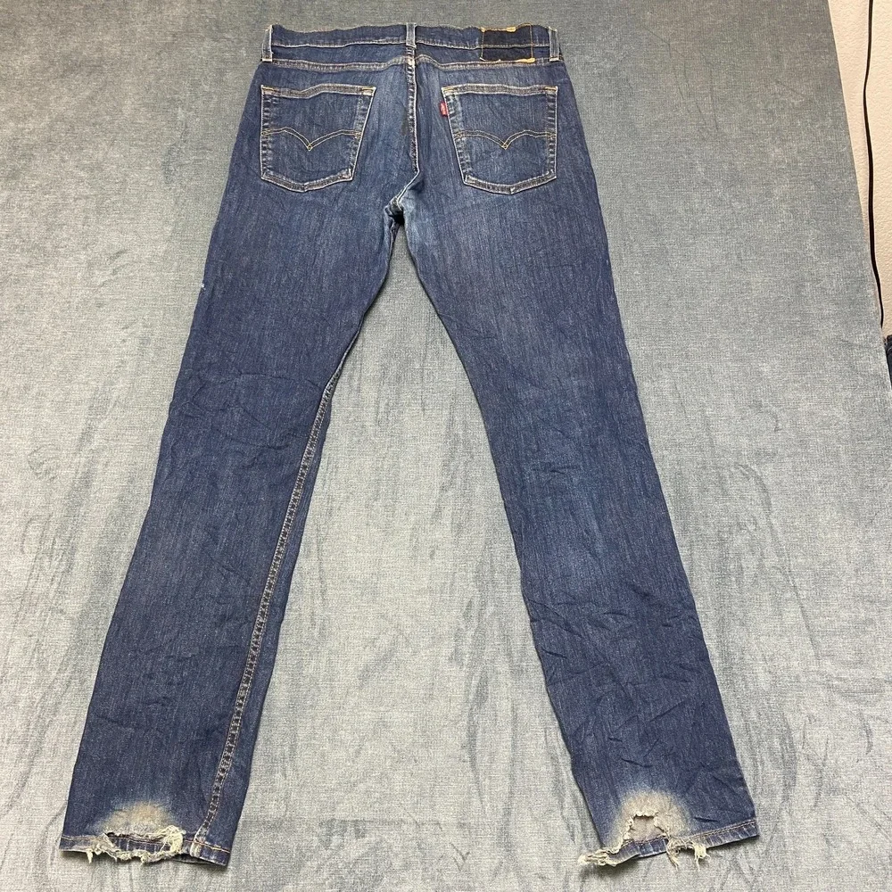 Levi's Jeans Mens 34x32 Blue Denim Stretch Dark Wash Slim Straight Leg Comfort
